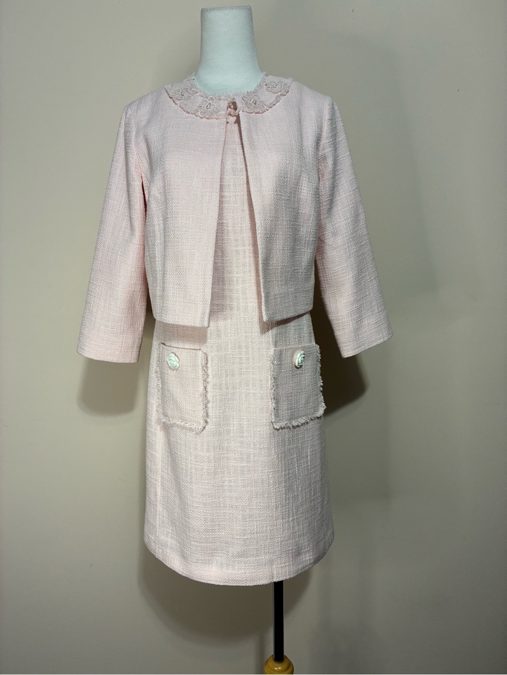 Karl Lagerfeld Paris Tonal Tweed Shift Dress with Jacket